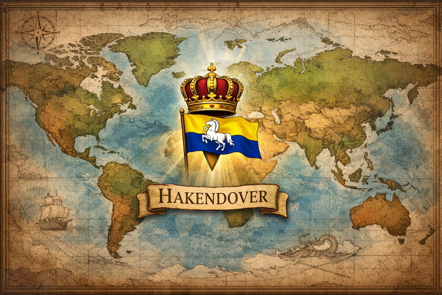 Wereldkaart met Hakendover aangeduid